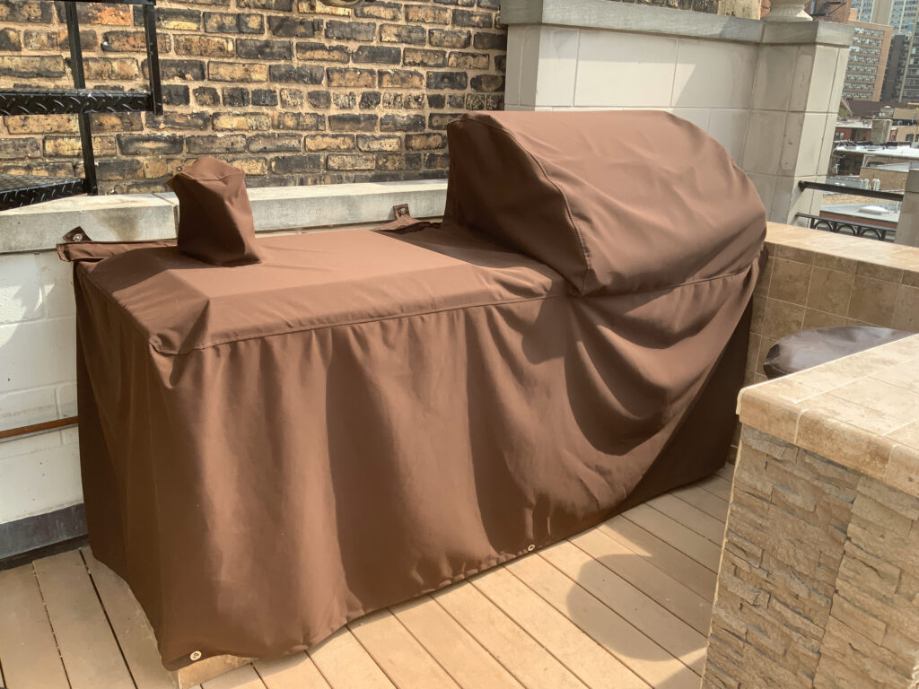 Custom Outdoor Kitchen Against Wall Covers