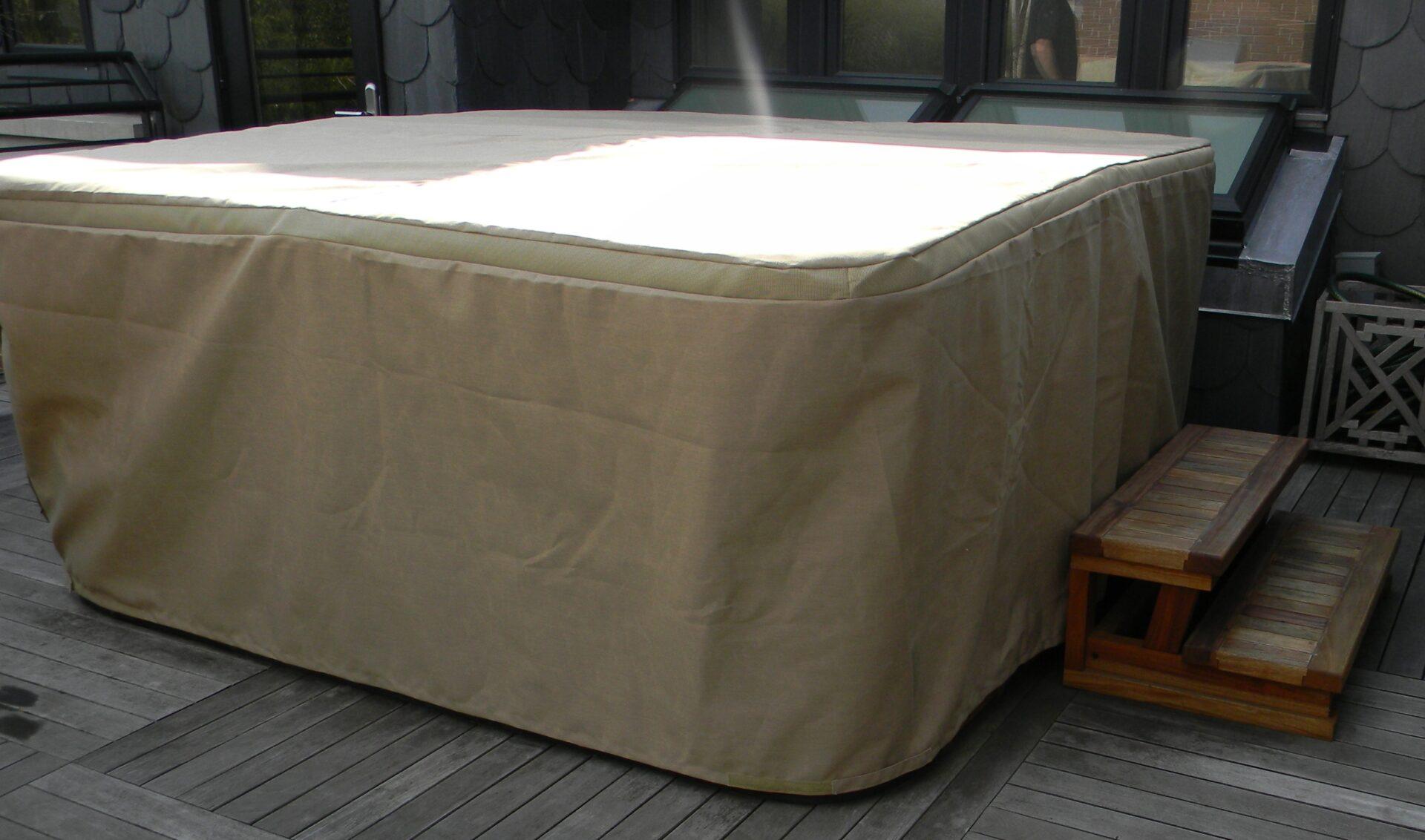 Custom Hot Tub Cover Sunbrella Heather Beige