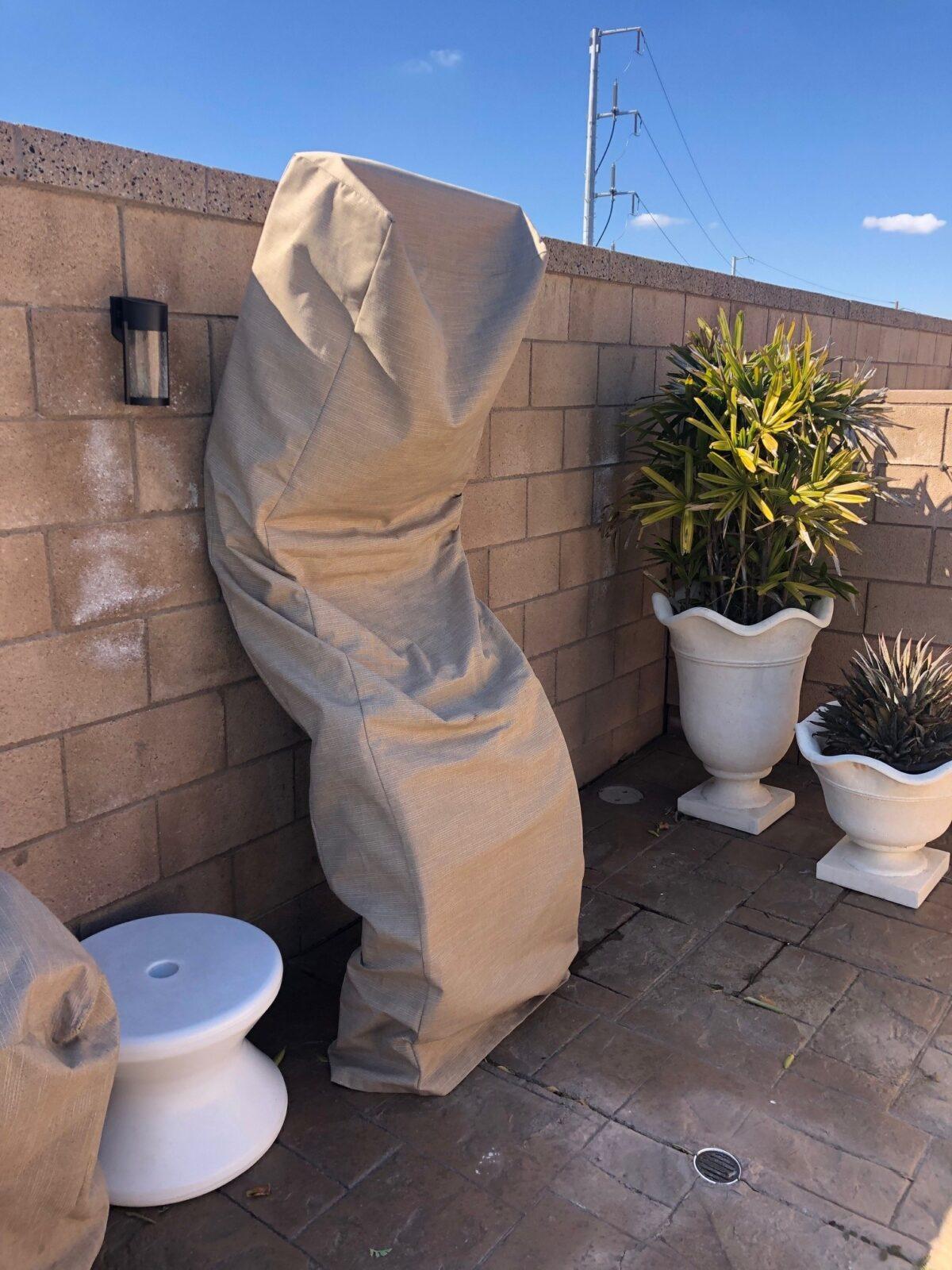 Custom Patio Heater Cover - Sunbrella Marine Silica Dune